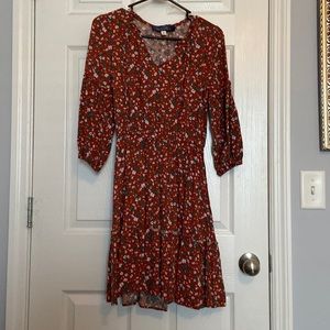 Burnt orange with white flowers